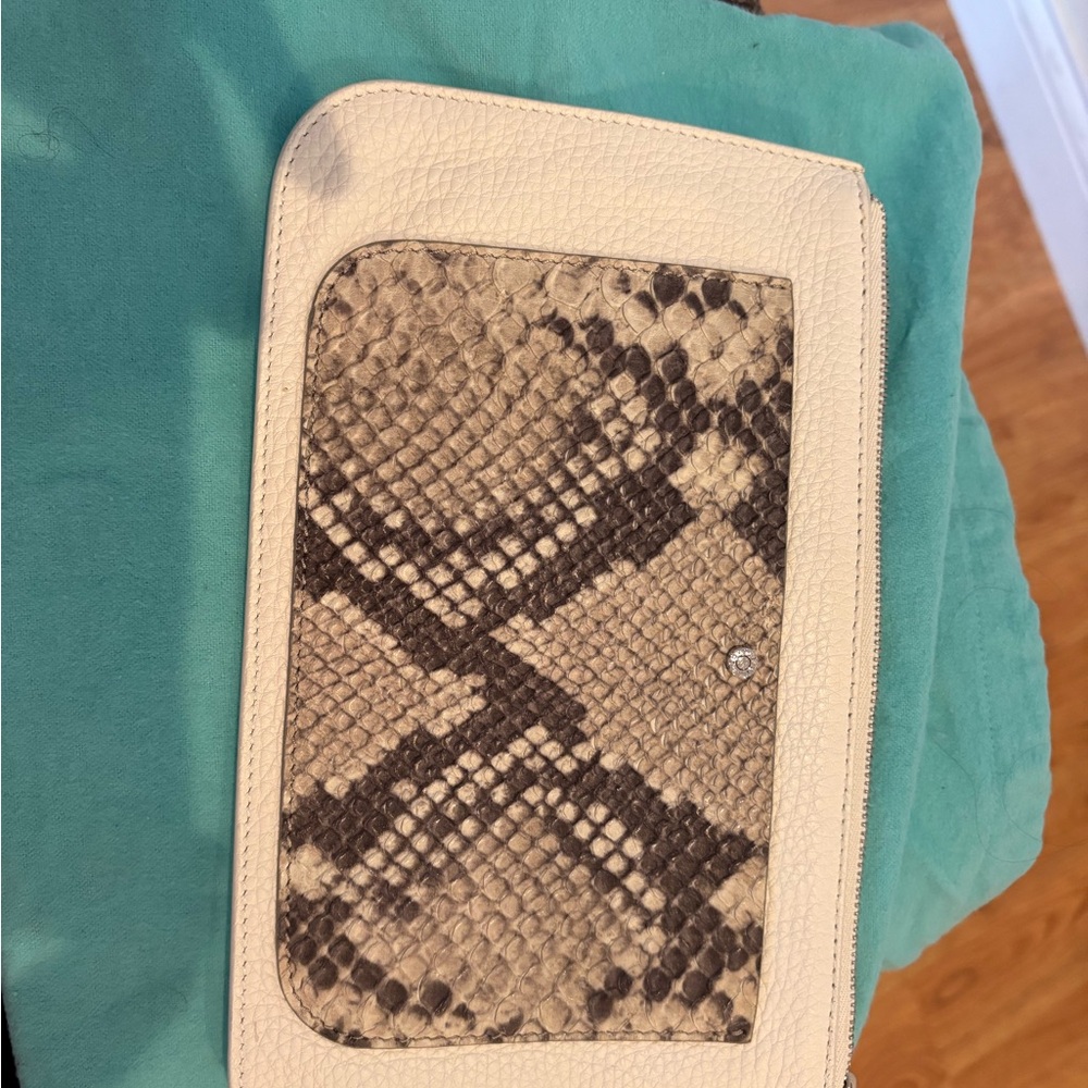Tiffany & Co. White and Brown Snakeskin Clutch